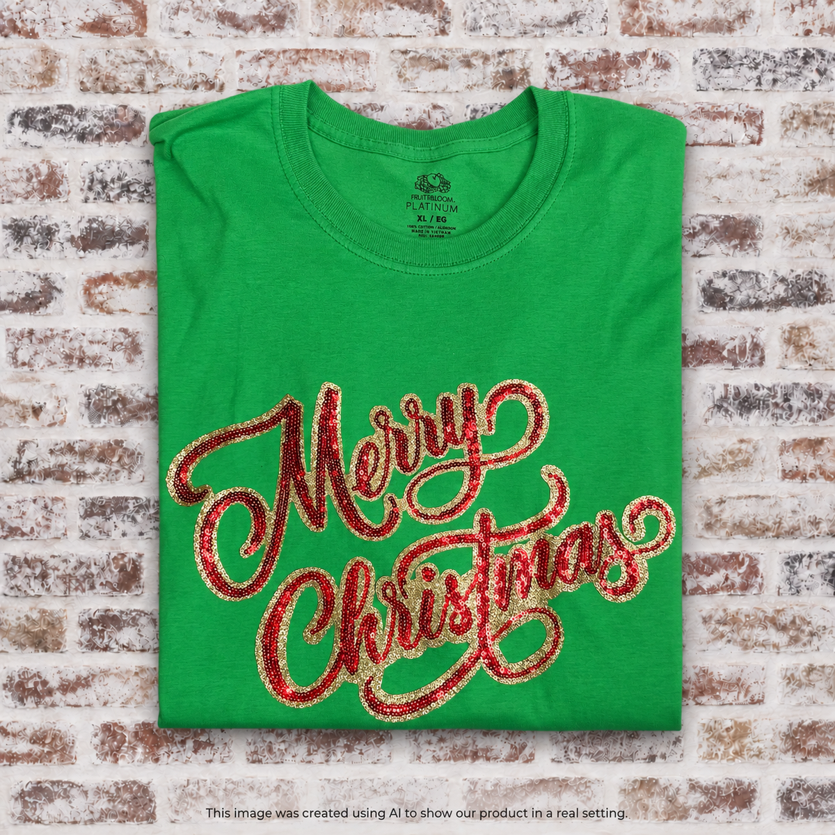 RTG | Merry Christmas Sequins (Fruit of Loom XL)