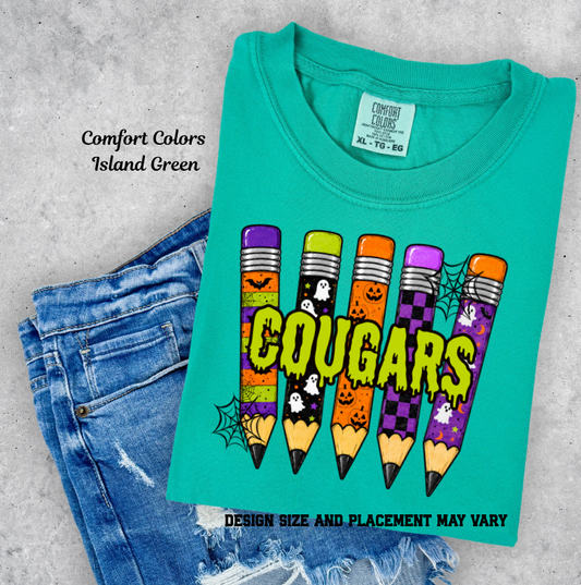 Halloween Spooky Cougars Pencil Printed Shirt