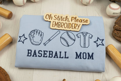 Baseball Icons (Baseball Mom) Embroidered Shirt