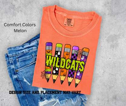 Wildcats Halloween Pencils Printed T-shirt