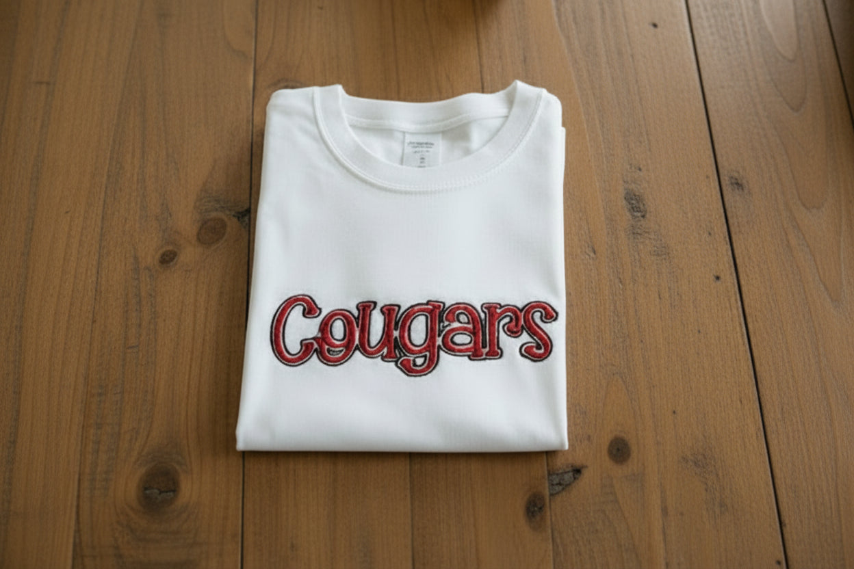 RTG | Cougars in Red Puff with Black Outline {Youth 8}