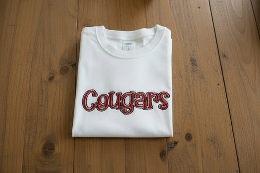 RTG | Cougars in Red Puff with Black Outline {Youth 8}