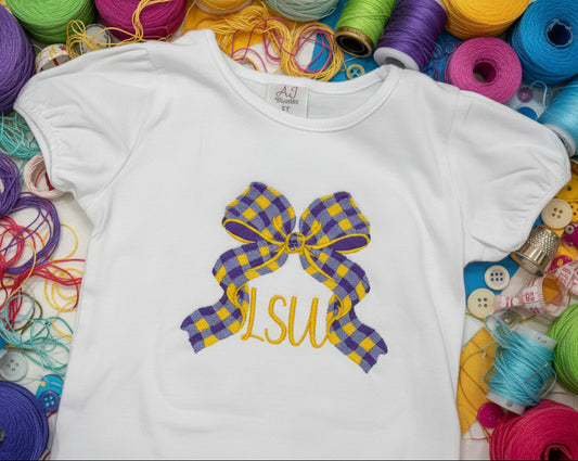 Gingham Bow | Monogram, Team Name, Initial