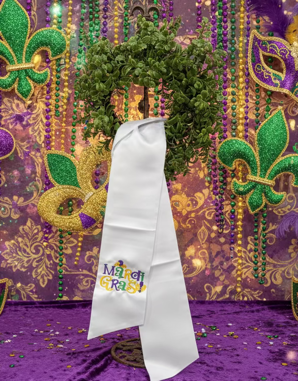 Wreath Sash | Mardi Gras | Jester Hat & Fleur De Lis