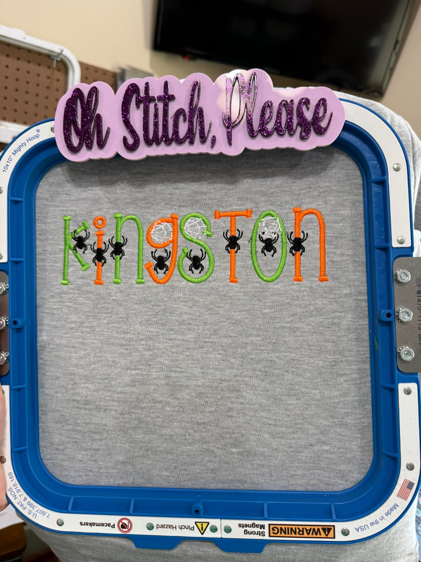 Halloween Custom Name with Spiders and Webs Embroidered T-Shirt