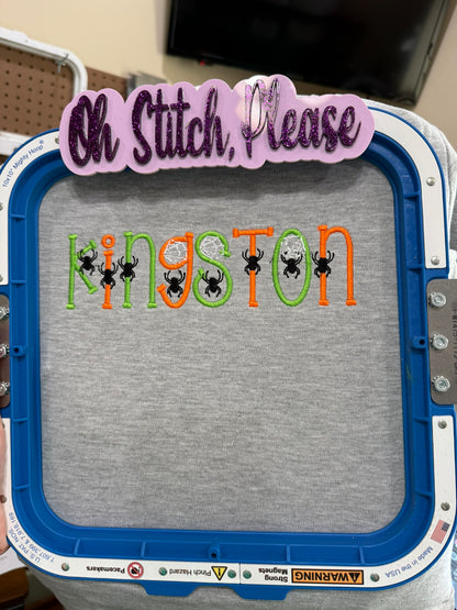 Halloween Custom Name with Spiders and Webs Embroidered T-Shirt