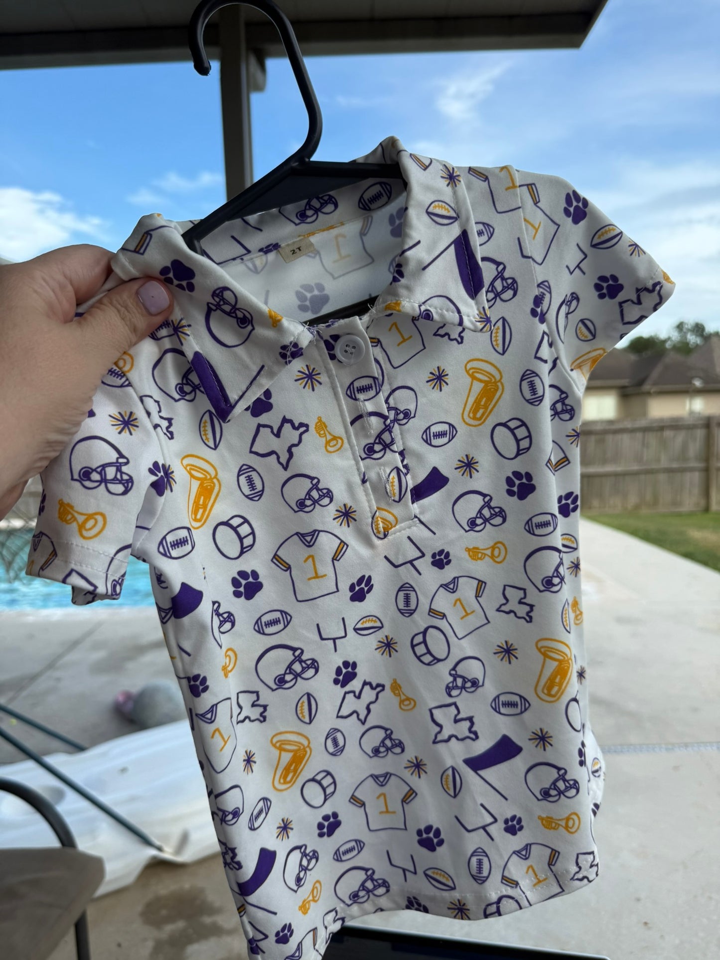 RTG | LSU purple & gold football icon polo shirt