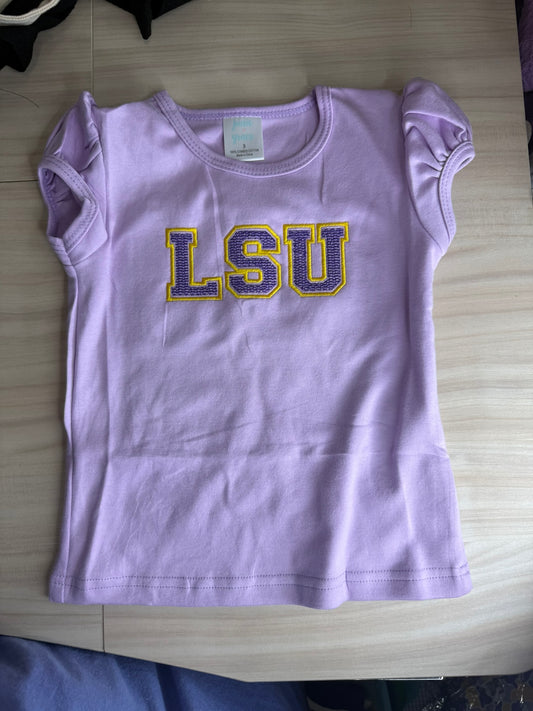 RTG | LSU 2-color text Lavender shirt 3T