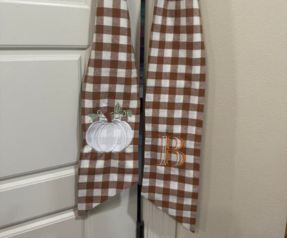 Fall Pumpkin Embroidered Wreath Sash