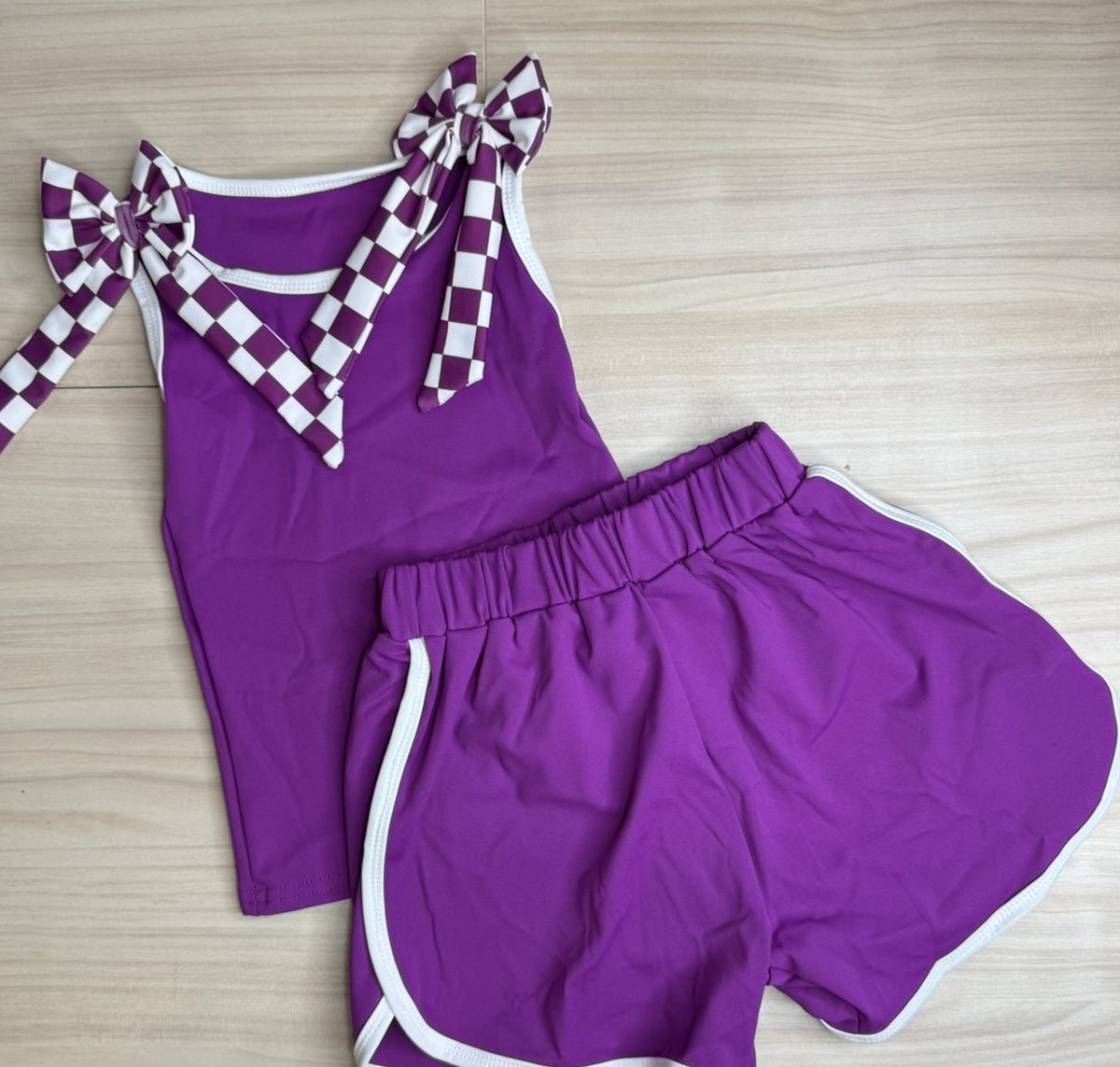 RTG | Purple 2 piece with checkered bow