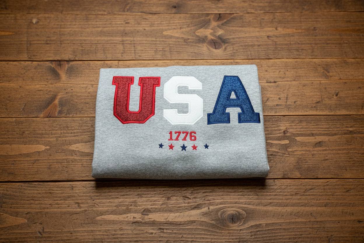 USA Glitter Applique