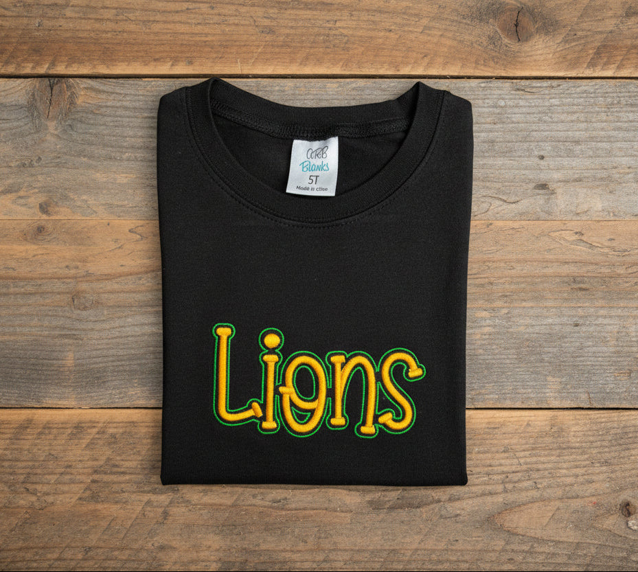 Lions T-Shirt or Sweatshirt w/3-D Puff Embroidery