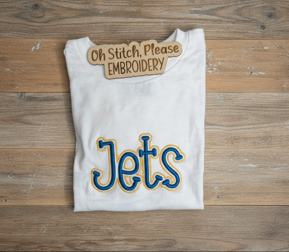 Jets Puff/3D Embroidery Outlined