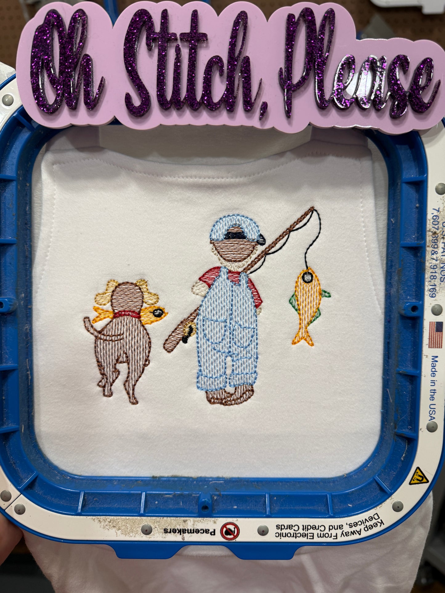 Little Fisherman with Dog Embroidered Shirt