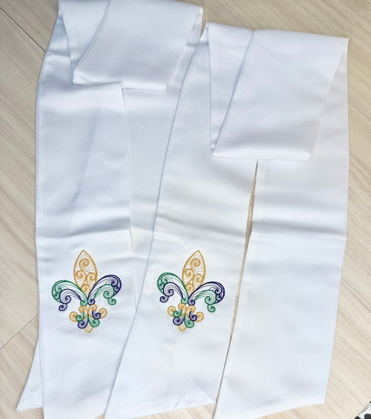 Mardi Gras Wreath Sash | Fleur De Lis Lace