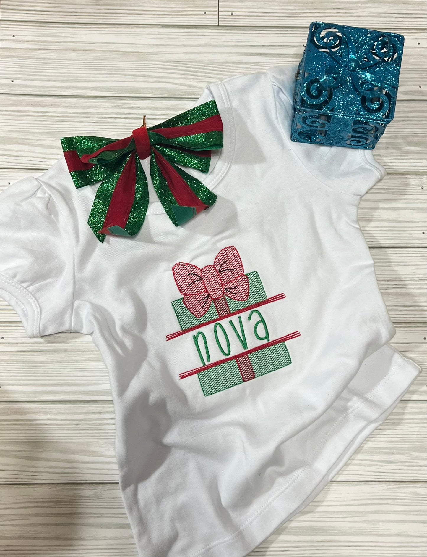 Christmas Present Split W/Name or Merry Christmas