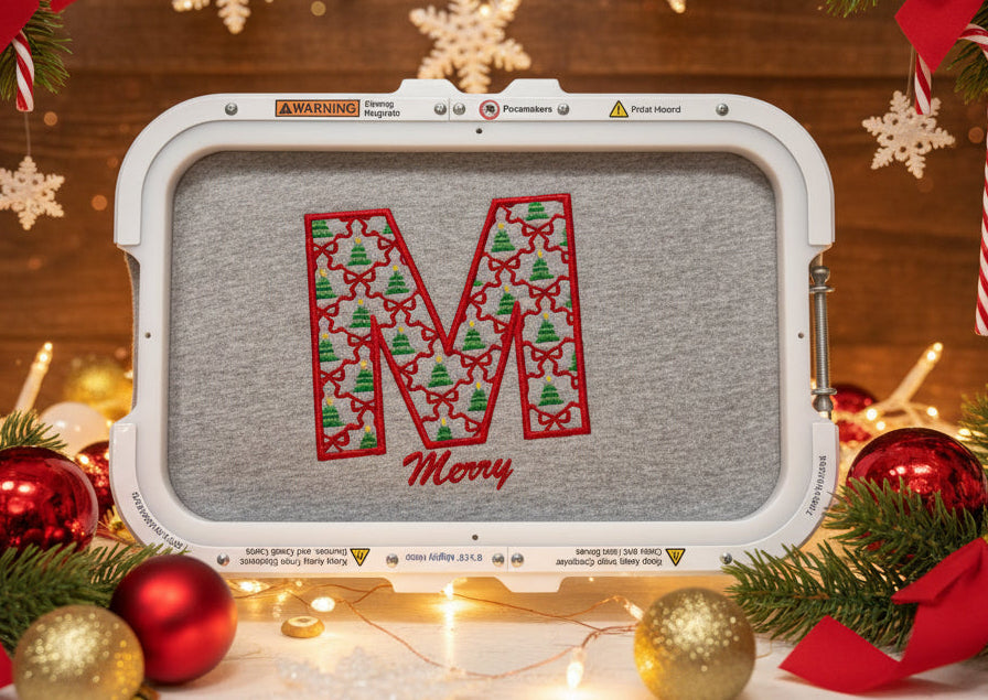Christmas Initial w/bows and trees