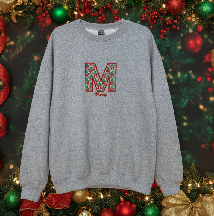 Christmas Initial w/bows and trees