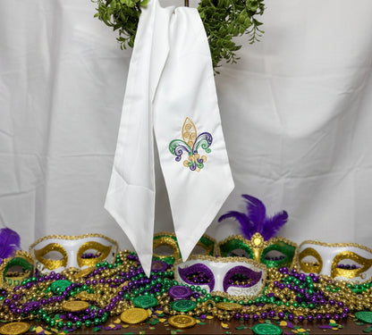 Mardi Gras Wreath Sash | Fleur De Lis Lace