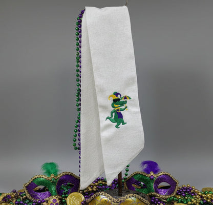 Wreath Sash | Mardi Gras Gator with Umbrella and Jester Hat