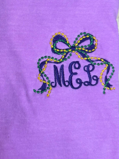 Mardi Gras Bow | Long Beads w/Monogram