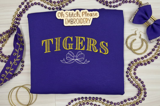 Tigers Outline Semi-Filled with Small Bow