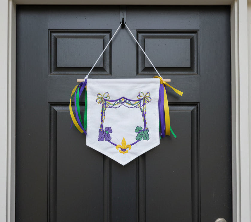 Mardi Gras Crest with Dogs | Banner