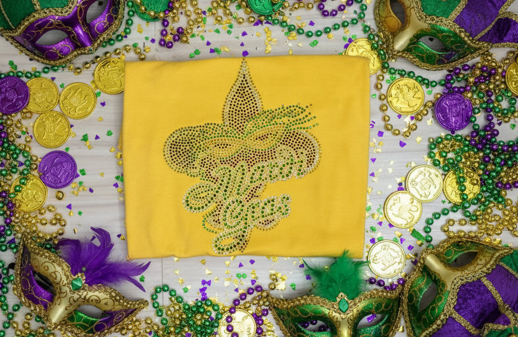 Mardi Gras Fleur De Lis in Spangles T-Shirt