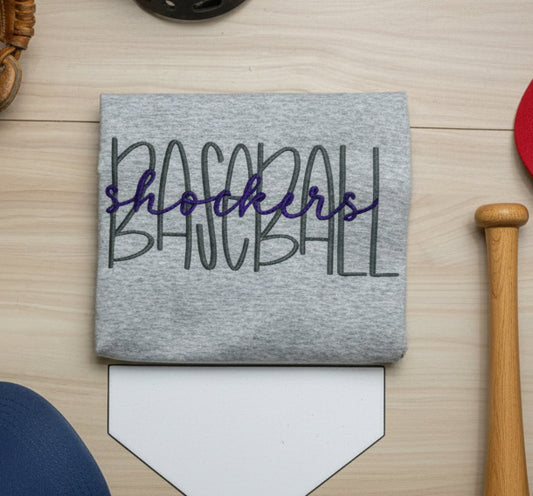 Baseball Team Dual Font Embroidered