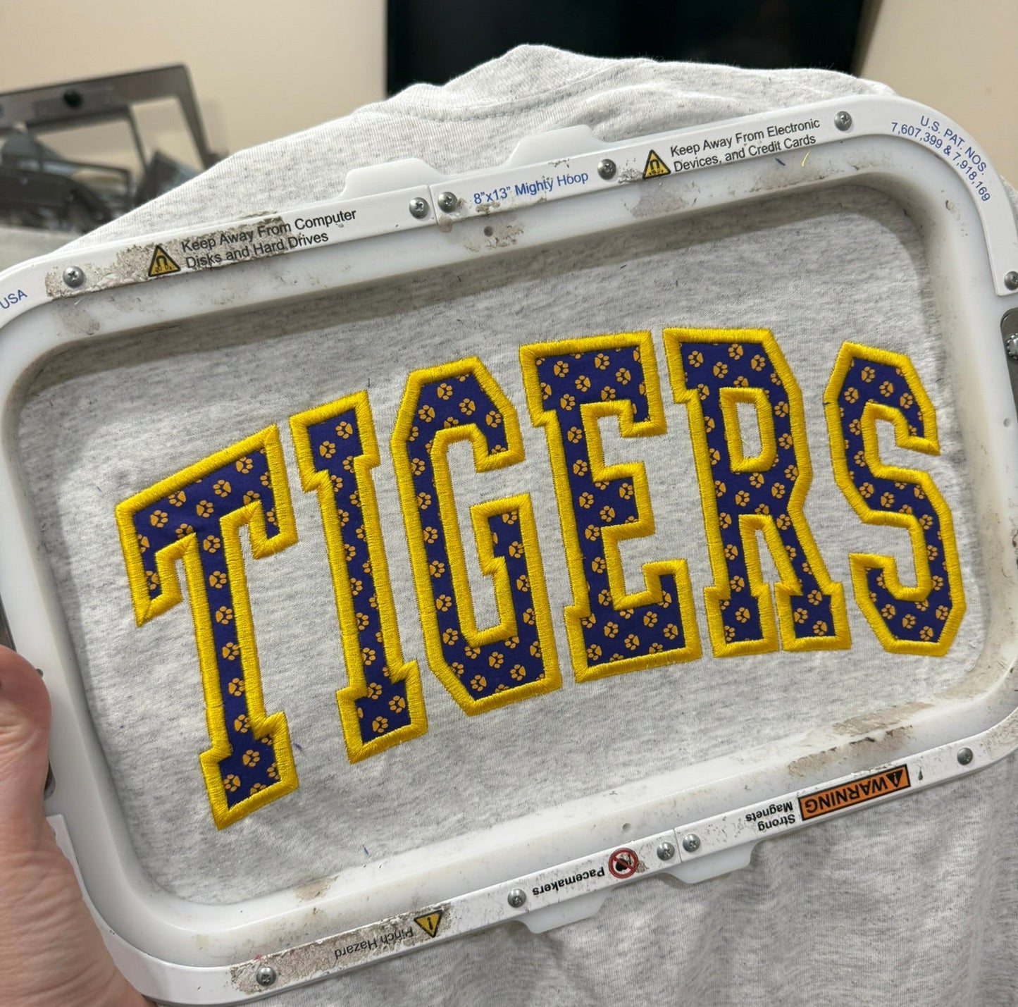 Tigers Varsity Applique with Paw Print Fabric