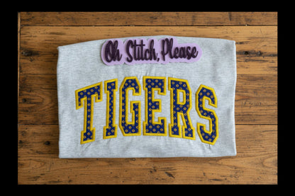 Tigers Varsity Applique with Paw Print Fabric