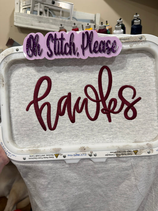 Hawks Script Satin Stitch Embroidered Shirt