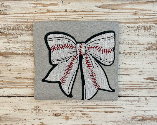 RTG | Baseball Bow Sequin Patch Tshirt Gildan XL