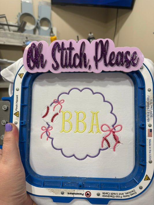 Baseball | Scalloped Monogram Frame with Bows