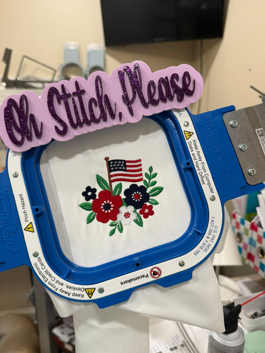 Patriotic Wreath Sash with Flowers and Flag