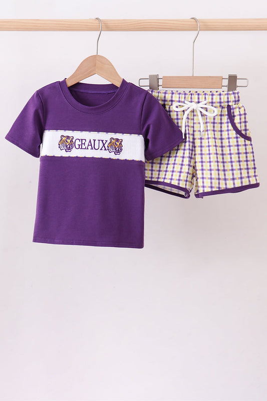 Geaux Smocked Shorts Set with Tiger