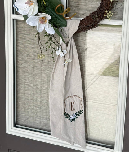 Wreath Sash | Magnolia Crest with Initial