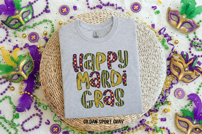 Happy Mardi Gras Multi Print Hand Drawn