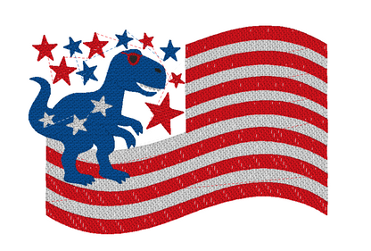 Patriotic 4OJ Dinosaur with or without sunglasses embroidered