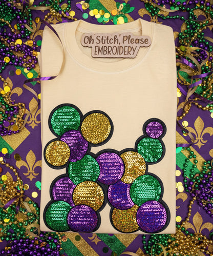 Mardi Gras Bead Dog Sequin Patch
