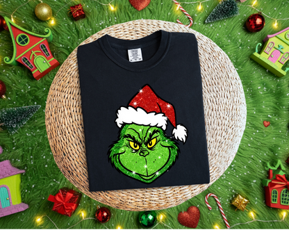 Glittery Grinch Printed Tee