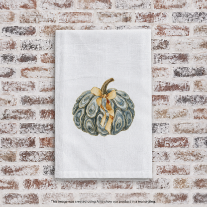 Oyster Shell Pumpkin Printed on White Flour Sack Towel
