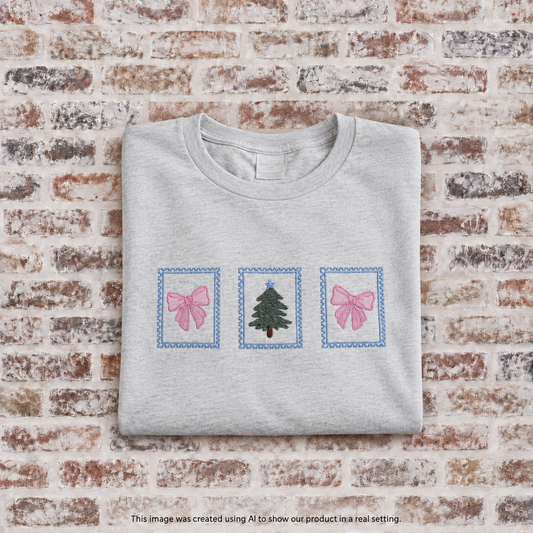 Christmas Stamps w/Bows and Tree
