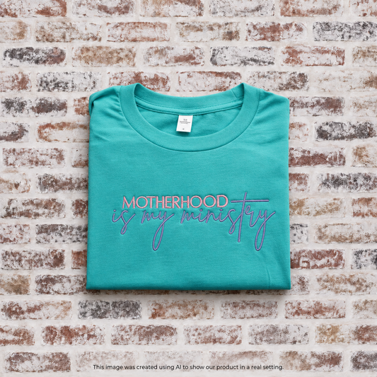 Motherhood Is My Ministry Embroidered Shirt
