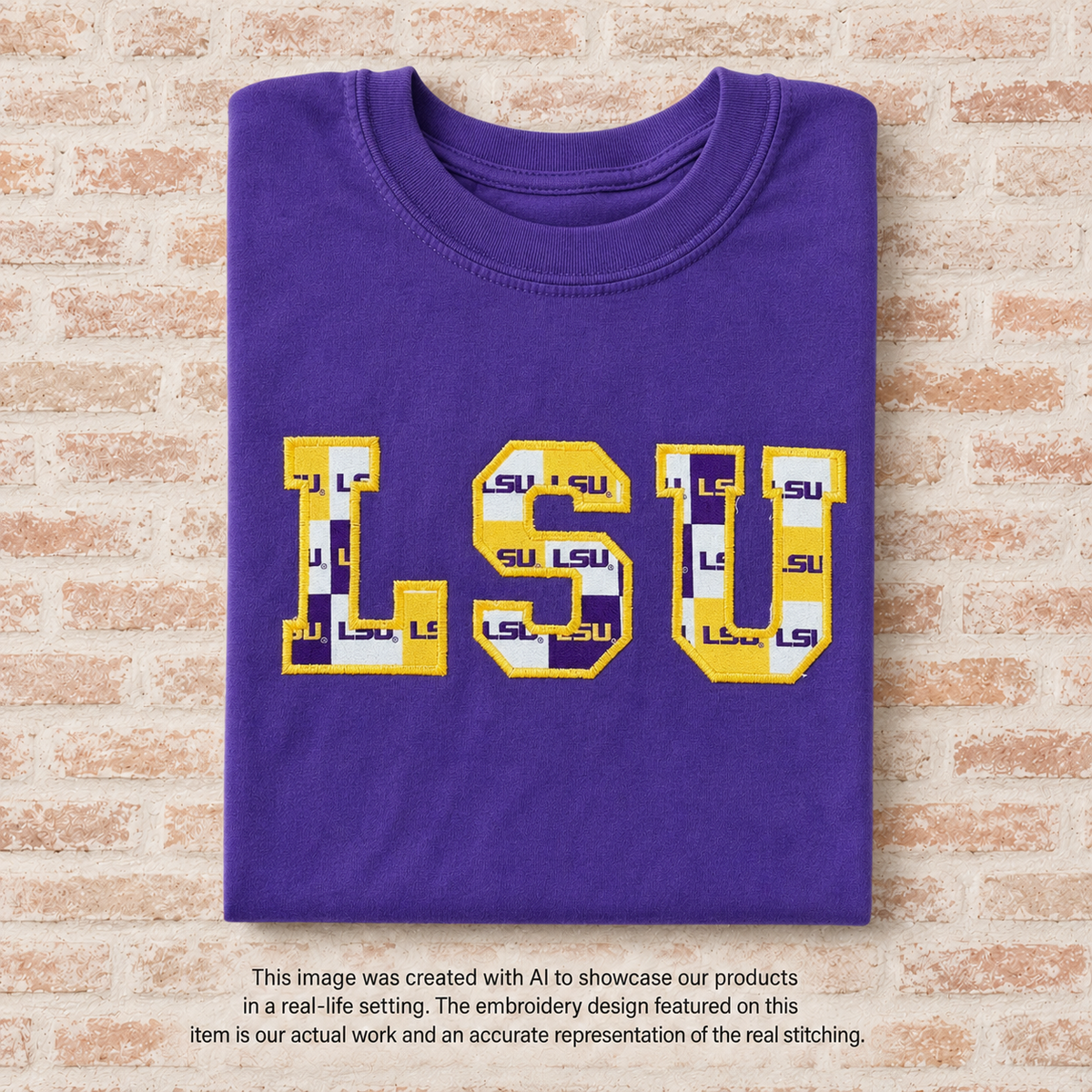 LSU Applique with Purple & Gold Fabric