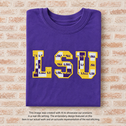 LSU Applique with Purple & Gold Fabric