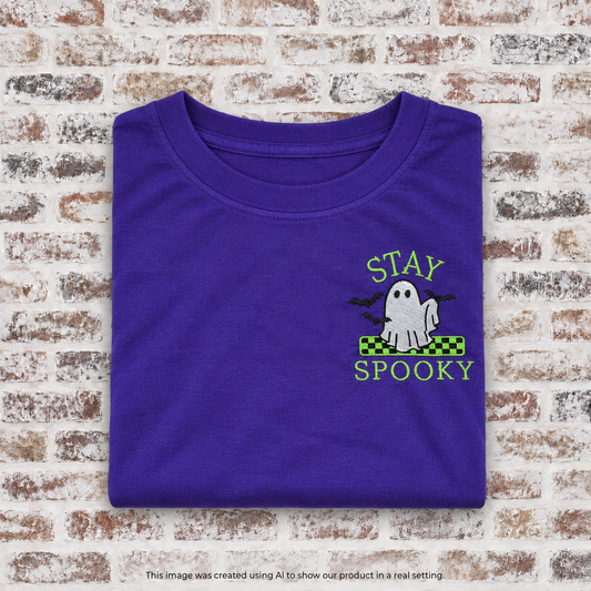 Stay Spooky Ghost with Checkered Design