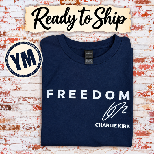 RTG | Charlie Kirk Signature Freedom {Gildan Navy YM}