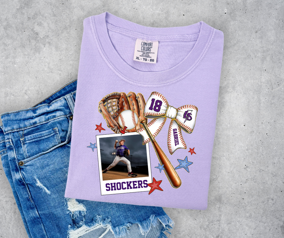 Baseball Brag Shirt w/Player Picture, Number, Team