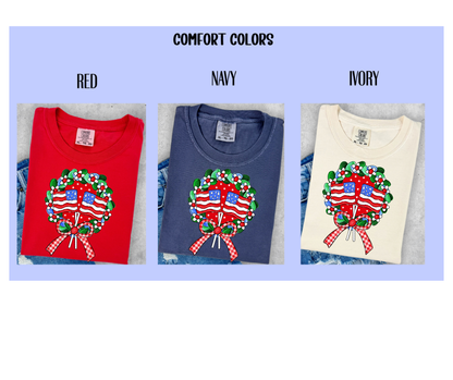 Patriotic Wreath w/ 2 flags